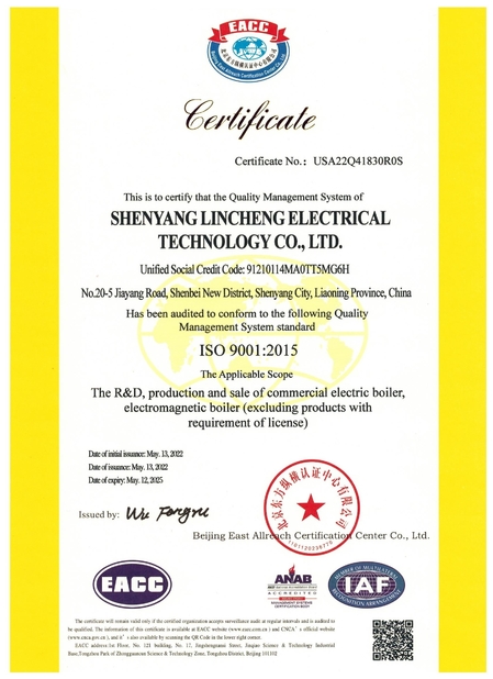 China shenyang lincheng Technology Co., Ltd certificaciones